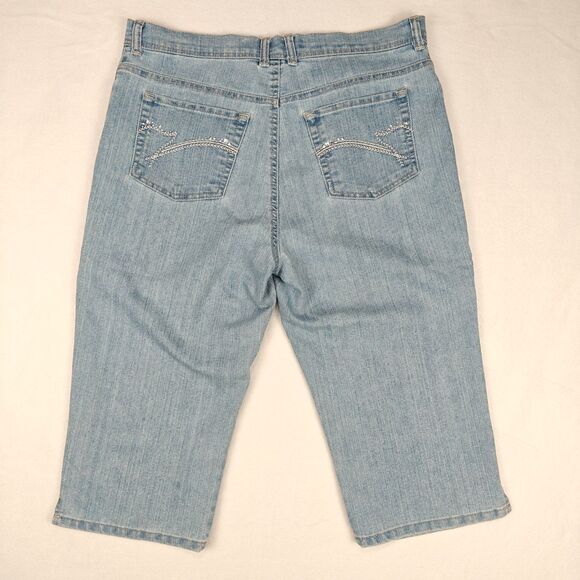 Gloria Vanderbilt Amanda High Rise Straight Leg Studded Capri Jeans Size 12P Y2K - Picture 5 of 11